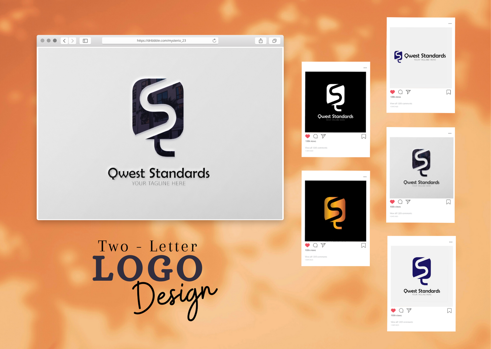 two letter minimal logo design by Khansa Waseem on Dribbble