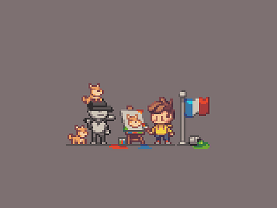 French Guy Painting Dogs (2019) 8bit aseprite clean design dog pixel pixelart retro shiba simple smooth