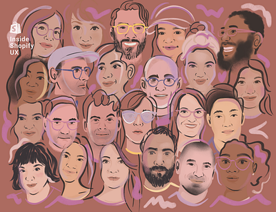 Inside Shopify UX podcast illustrations :) character design digital face illustration people podcast profile shopify