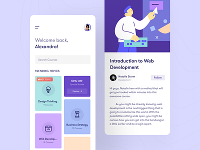 Courses page mobile akhil sunny app app ui asish sunny courses app courses mobile design illustration lesson minimal mobile mobile app mobile design pixalchemy product ui ux