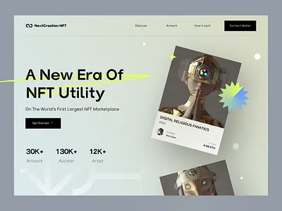 NextCreation NFT landing page design 3d animation art branding design graphic design landing page logo motion graphics nft nft art typography ui ux vector web
