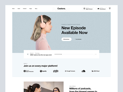 Castora Podcast Website Design app design castora design footer header landingpage minimal podcast podcast app podcast app design podcast website ux website