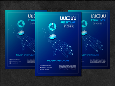 Poster for the Technology Festival. Vector Isometric Flyer digital data technology glodal poster graphic design isometric illustration low poly design low poly poster mobile poster mobile technology modern flyer phone poster poster poster design technology technology fest poster technology poster wanch design website