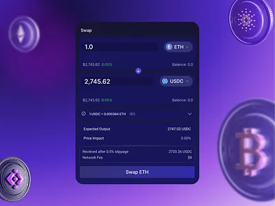 Swap Ethereum USDC Modal UI crypto crypto ui defi ethereum modal swap swap token token swap web3