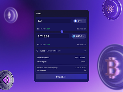 Swap Ethereum USDC Modal UI crypto crypto ui defi ethereum modal swap swap token token swap web3