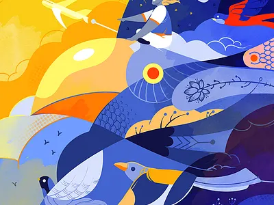Beyond The Sky art artwork blue branding colorful colors colorscheme design graphic design illustration jaye jayekang motion graphics pattern yellow