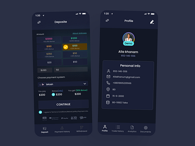 Bite Deposit,Profile Sidebar app app design app sidebar cycle design fashion home homepage icon menu navigation sidebar simple ui uiux ux web wireframe