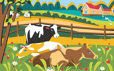 summer in the village illustration vector