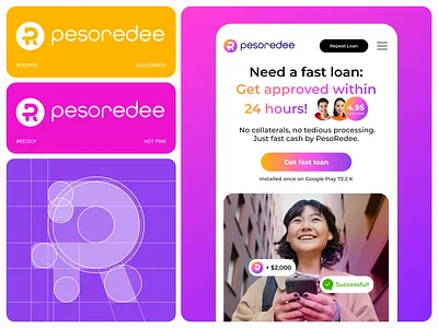 Logo, Icon, Mobile version for first screen | PesoRedee brand identity branding finance fintech first screen icon identity loan loan platform logo logotype marketing design mobile mobile version product product design sign ui uxui visual