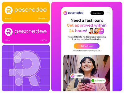 Logo, Icon, Mobile version for first screen | PesoRedee brand identity branding finance fintech first screen icon identity loan loan platform logo logotype marketing design mobile mobile version product product design sign ui uxui visual
