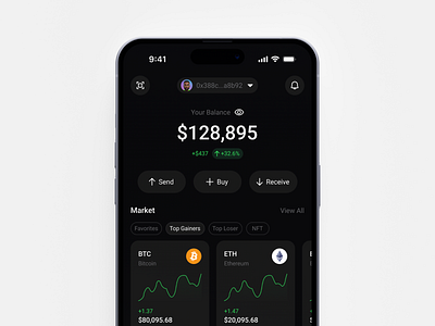 Crypto app Concept app interface app ui bitcoin concept crypto crypto app crypto wallet cryptocurrency dark mode design etheruem finance mobile app ui ui design ui ux ui visual design ux wallet web3