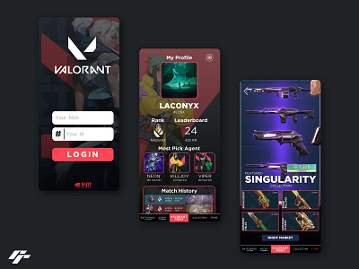 Valorant Buddy Mobile App app branding design game graphic design illustration logo mobile app mobile valorant pc game playvalorant riot riot games ui ux valorant