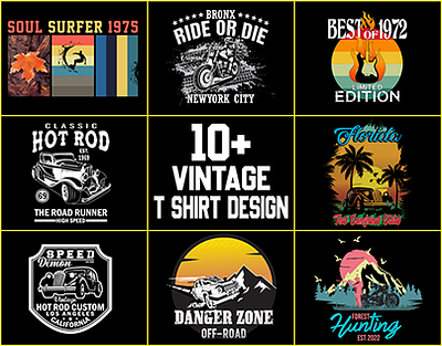 Vintage T-shirt Design Bundle app branding clothingbrand design graphic design illustration jeans typography vector vintage