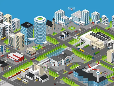 Isometric City 2.5d city illustration isometric vector