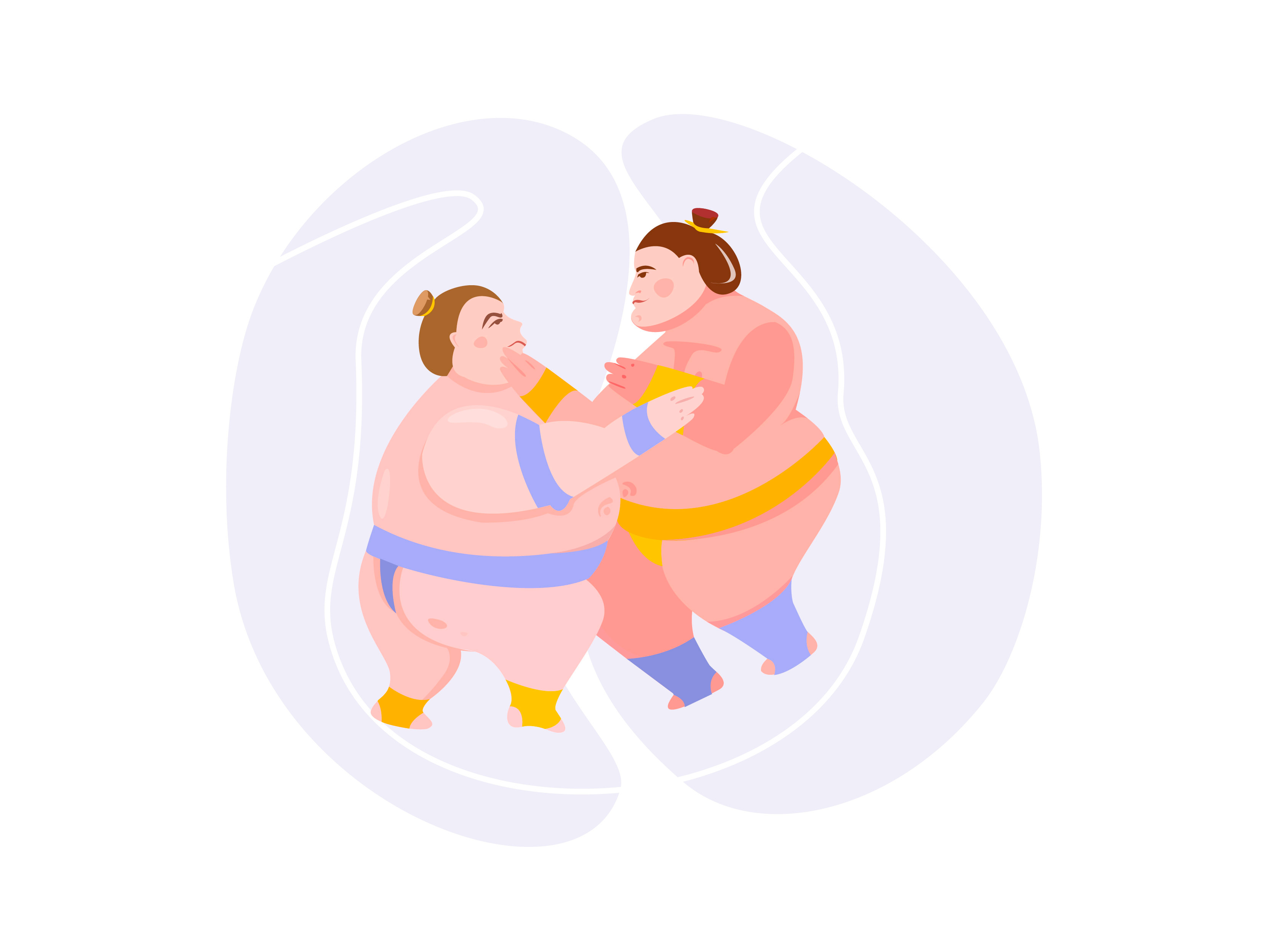 Example of Sumo wrestlers in sparring, 2021