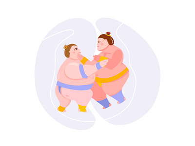 Sumo wrestlers in sparring, 2021 branding cartoon illustration character design design flat flat illustration graphic design illustration logo