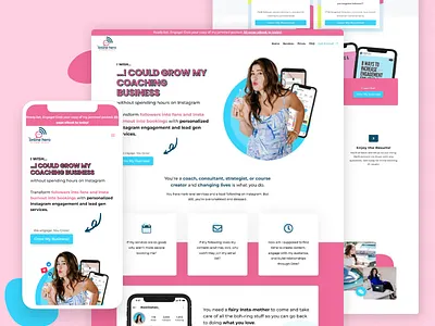 Website Design for The Online Hero (Pink and Blue) pink website web design website design wordpress