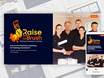 Website Design for Raise The Brush blue and orange coaching website dark blue website web design website design wordpress