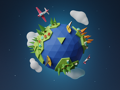 PolyWorld 3d blender illustration poly polygon render star world