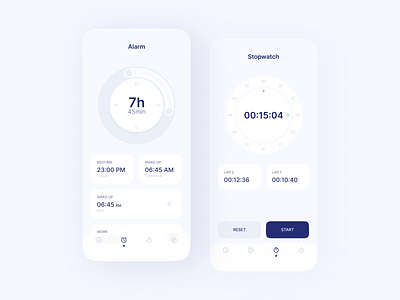 Alarm+Stopwatch UI Design app design mobile ui