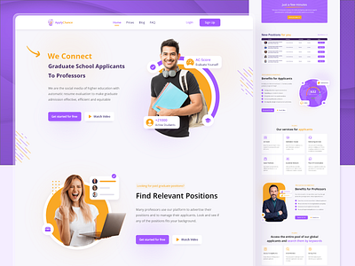 Education platform landing page clean education home page landigpage landing page orange purple ui design university ux design