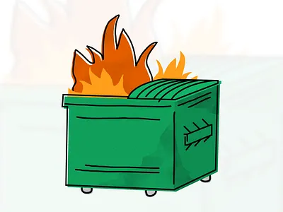 Dumpster Fire Illustration dumpster dumpster fire figma figma illustration fire funny illustration t shirt design