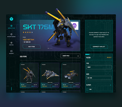 Metatransformer NFT Marketplace UI Design 3d blockchain branding design dribbble ecommerce gaming marketplace nft trending trendy ui uidesign uiux webdesign