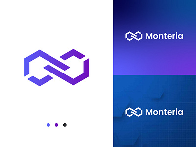 Monteria logo for Blockchain Technology bitcoin logo blockchain blockchaintechnology brand design brand identity branding crypto cryptocurrency cryptotrading digital token forex graphic design logos marketplace metaverse modern logo nft logo tech technology visual identity