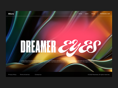 LA: Dreamer Eyes brutalism landing page sanal ui uiux web design