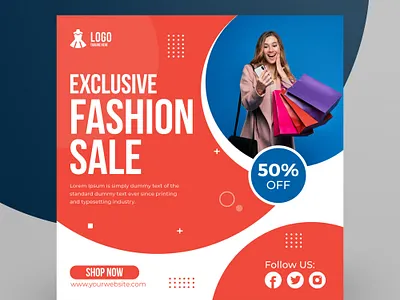 Fashion Sale Banner or Square Flyer for Social Media Post a4 brochure a4 flyer brochure brochure design business corporate brochure design illustration logo promotion banner ui