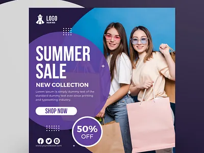 Fashion Sale Banner or Square Flyer for Social Media Post a4 brochure a4 flyer banner brochure brochure design business business flyer corporate brochure dentist design doctor graphic design illustration logo post social media ui