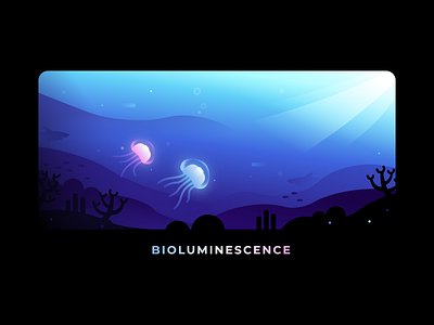 bioluminescence blue color coral design gradient graphic design illustration light minimal ocean pink underwater vector