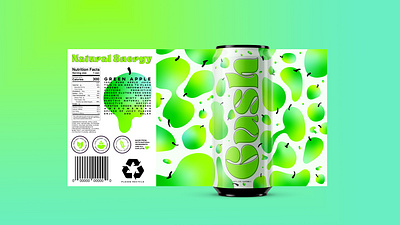 GUSH_Green Apple branding graphic design green green apple illustration juice logo packaging soda typography