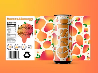 GUSH_Peach branding design graphic design illustration juice logo orange packaging peach soda typography