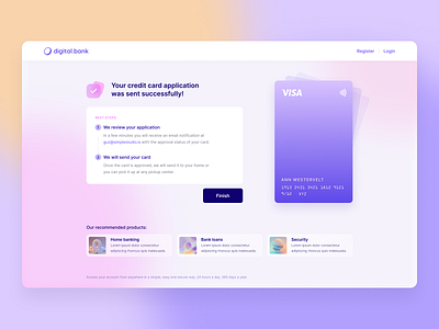 Digital Bank / Credit Card UI agency bank dashboard bank home banking card credit card debit card deliver card design design studio fintech gradients home banking noise success screen trend ui web bank website