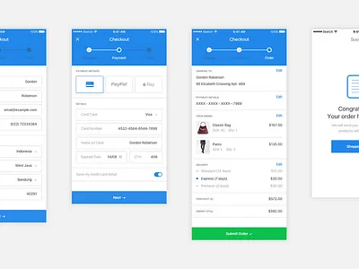 Mobile Checkout Process animation app branding design graphic design icon illustration landing page logo minimal typography ui ux vector web website