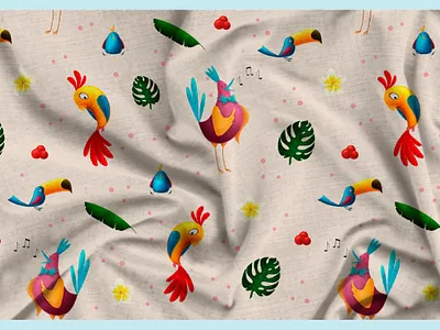 Tropical pattern bird cartoon character cartoon illustration character design children illustrations concept design illustration