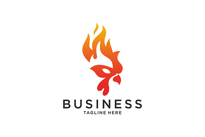 fire and Rooster logo design design fire logo rooster vector