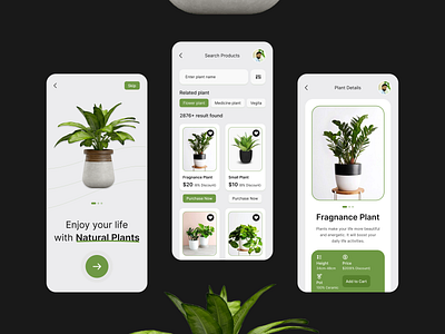 Plant iOS & Android Mobile App UI Design android app design app designer app screen ar shakir get started halo lab ios plant app natural app design onboarding plant app plant app ui plant mobile app ui ui design