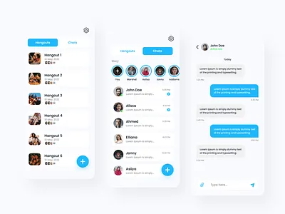 Chatting Mobile App app chat chat app chatting clean community design flat full color group chat interface ios app messages minimal minimalist mobile app social ui ux video call