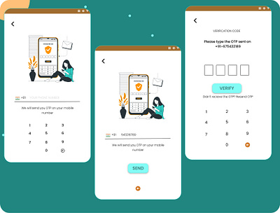 Register Mobile Number with OTP app design typography ui ux vector