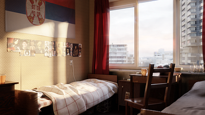 Dormitory Room Render 3d 3d art archvis atmosphere blender colorful cosy cosy room cycles dribbble illustration interior light modeling mood render room room design sunset warm