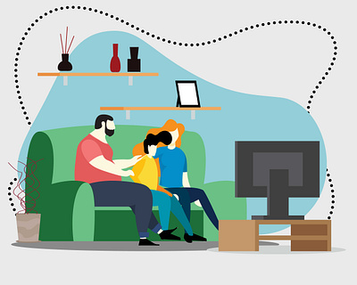 Family Time design family family time gift illustration watching television