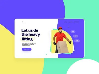 Moverrr Landing Page app colorful ui design desktop view graphic design hero section landing page landing page design man smiling product design typography ui ui design uiuxdesign ux website website design