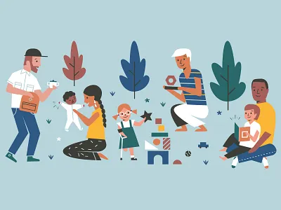 Curious Parenting character design children diversity family illustration