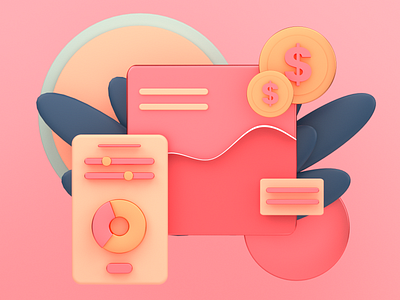 Finances 3D Illustration 3d cinema4d design george illustration mikiashvili minimalistic nft render ui