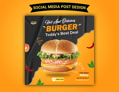 Fast Food - Social Media Post ads advertising banner branding burger cover facebook post fast food food graphic design instagram post linkedin marketing online shop post poster design print design restaurant social media post web banner