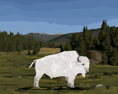 Great White Buffalo absurd adobe adobe illustrator bison blue sky boston designer buffalo colorado colorful design digital art digital painting drawing graphic artist graphic design great white buffalo illustration logo outdoors painting