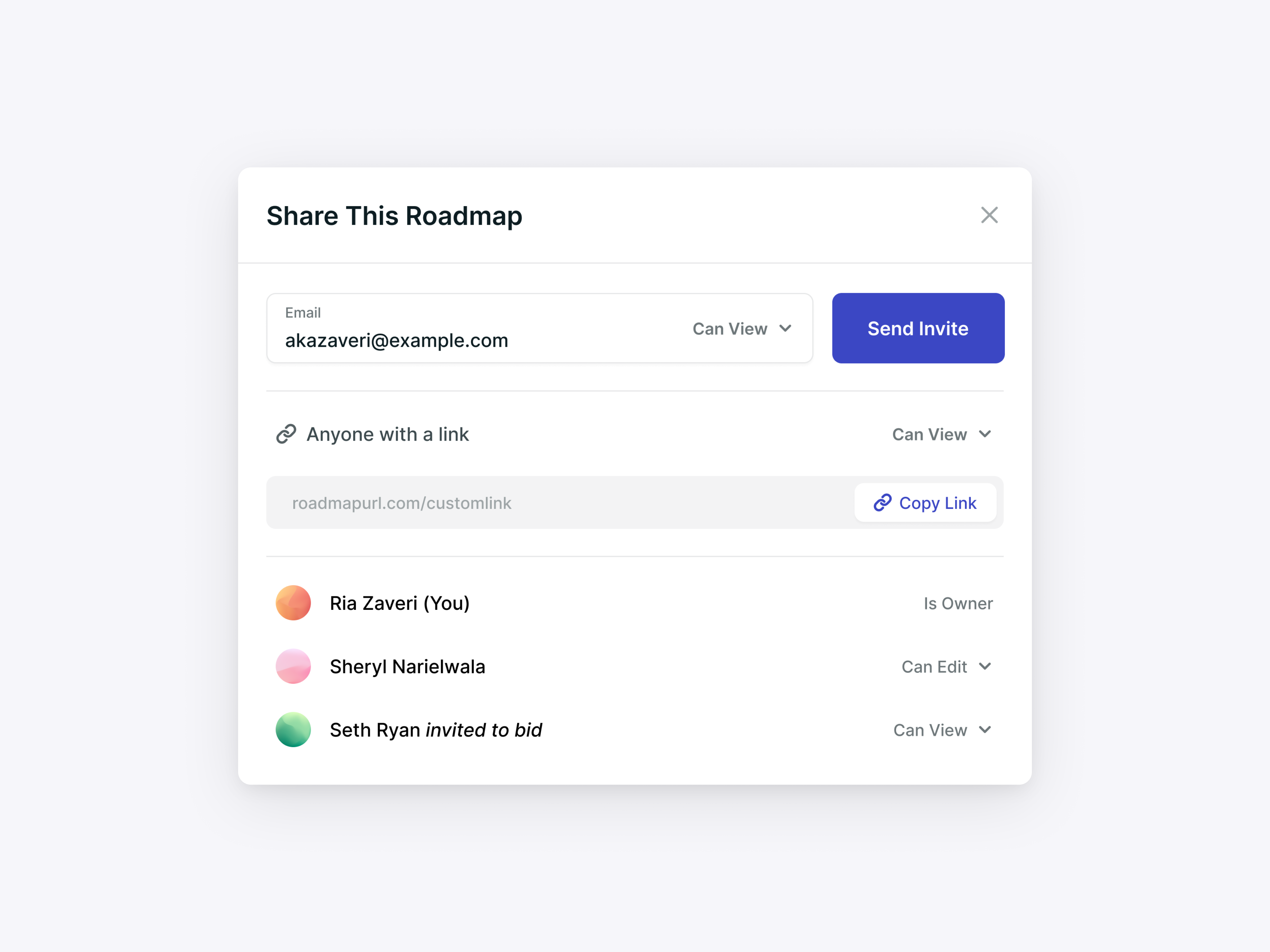 Share/Invite Modal app interface product sandeep sharma ui ux