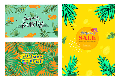 Summer set banner background banner branding business design gift illustration summer vector